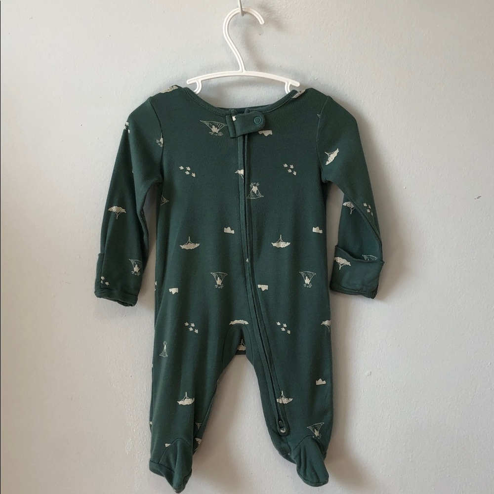 Carter's Forest Green Printed Zip-Up Footed One-Piece